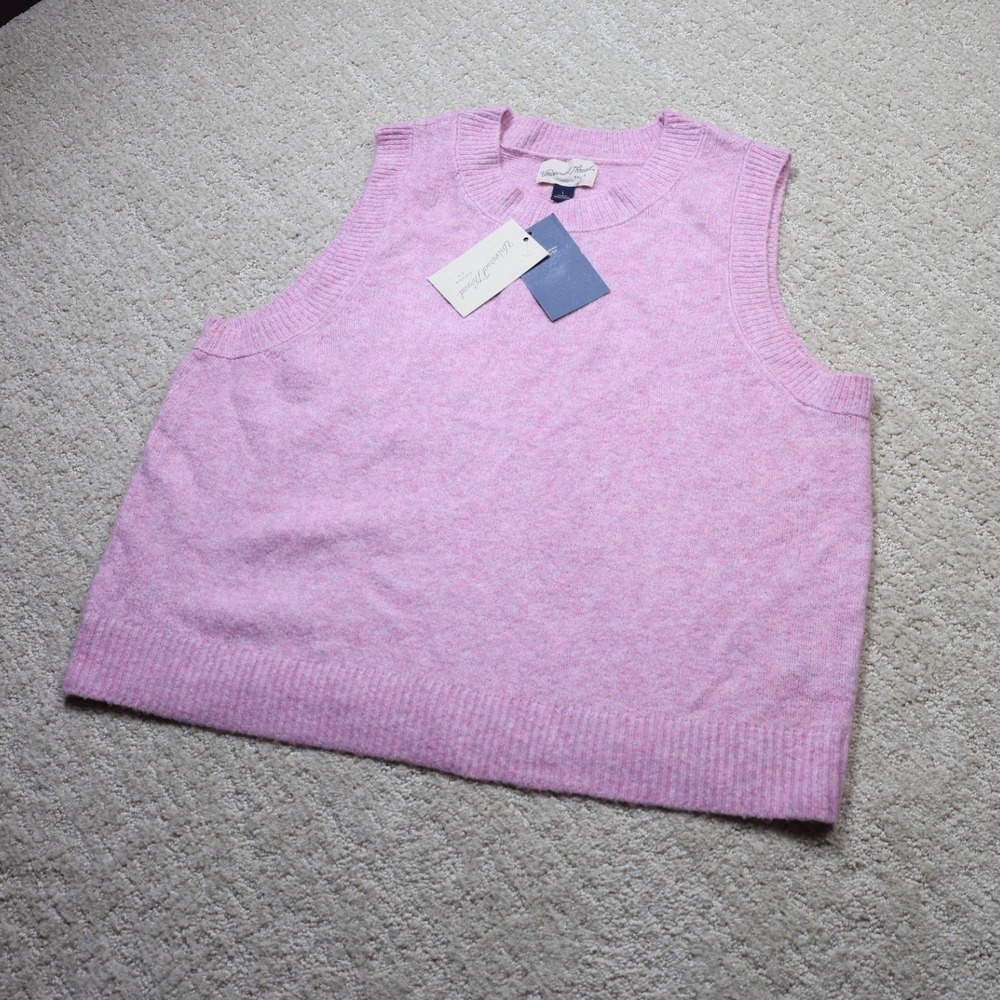 Universal Thread Pink Marl Knit Sweater Vest Sleeveless Crew Neck Large
